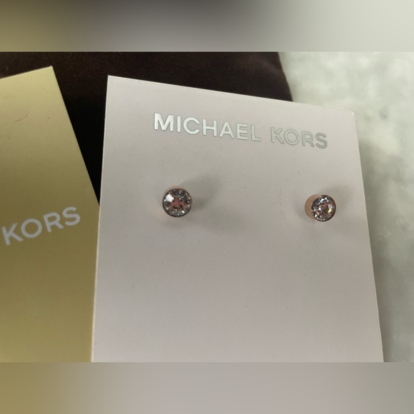 Michael Kors Rose Gold Cubic Zirconia Earrings - Picture 2 of 2
